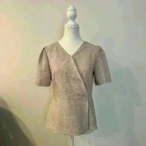 M.Ffin with jacket |  Korean fashion brand beige blouse womens small